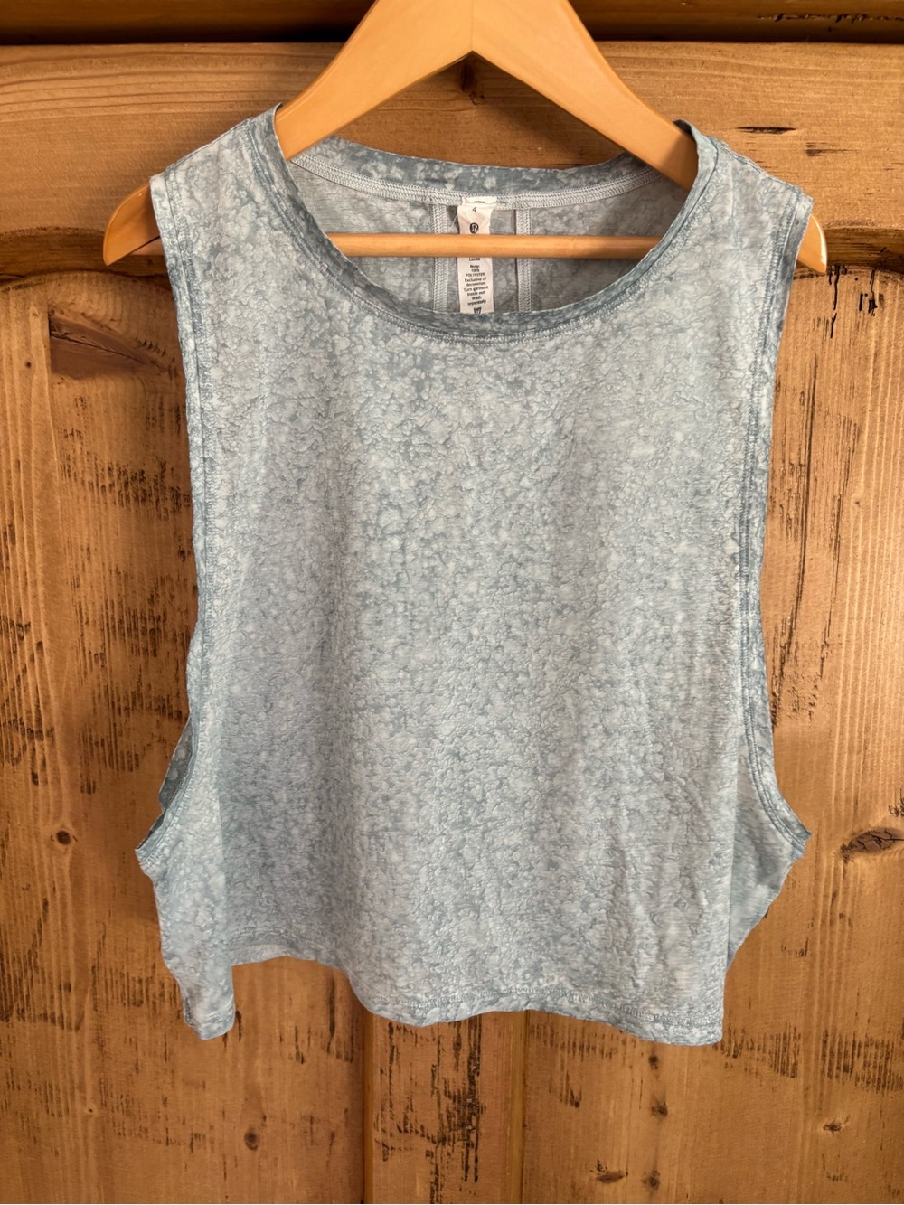 Lululemon Women’s Crop Muscle Tank Top Gray White Tie Dye Size 4